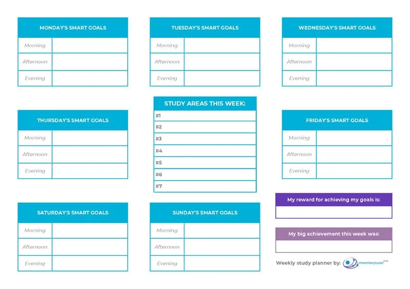 Study planner preview Study planner with SMART goals for more effective revision