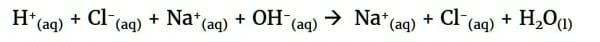 Ionic equation for neutralisation of HCl by NaOH