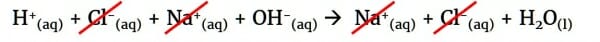 Neutralisation reaction with spectator ions cancelled