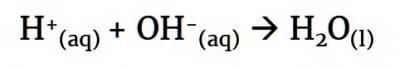 Formation of water from proton and hydroxide ion